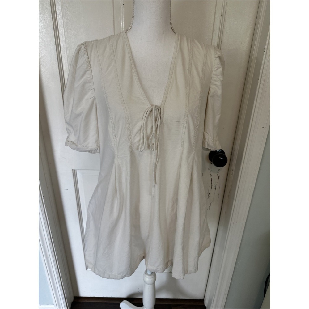 Free People Cream Mini Dress with Tie Front (runs small)